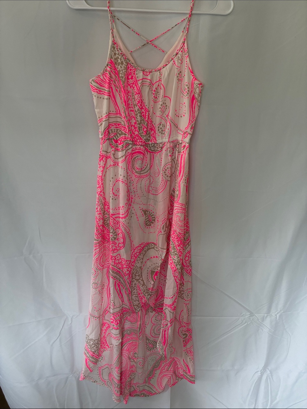 American Eagle Outfitters Neon Pink Paisley Maxi Dress